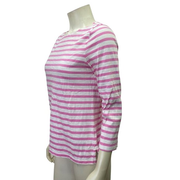 J.Crew Womens Pink & White Striped 3/4 Sleeve Shirt Size S - Picture 3 of 5